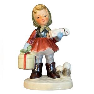 Vintage Napcoware Little Girl With Presents Christmas Figurine #8367 Bone China